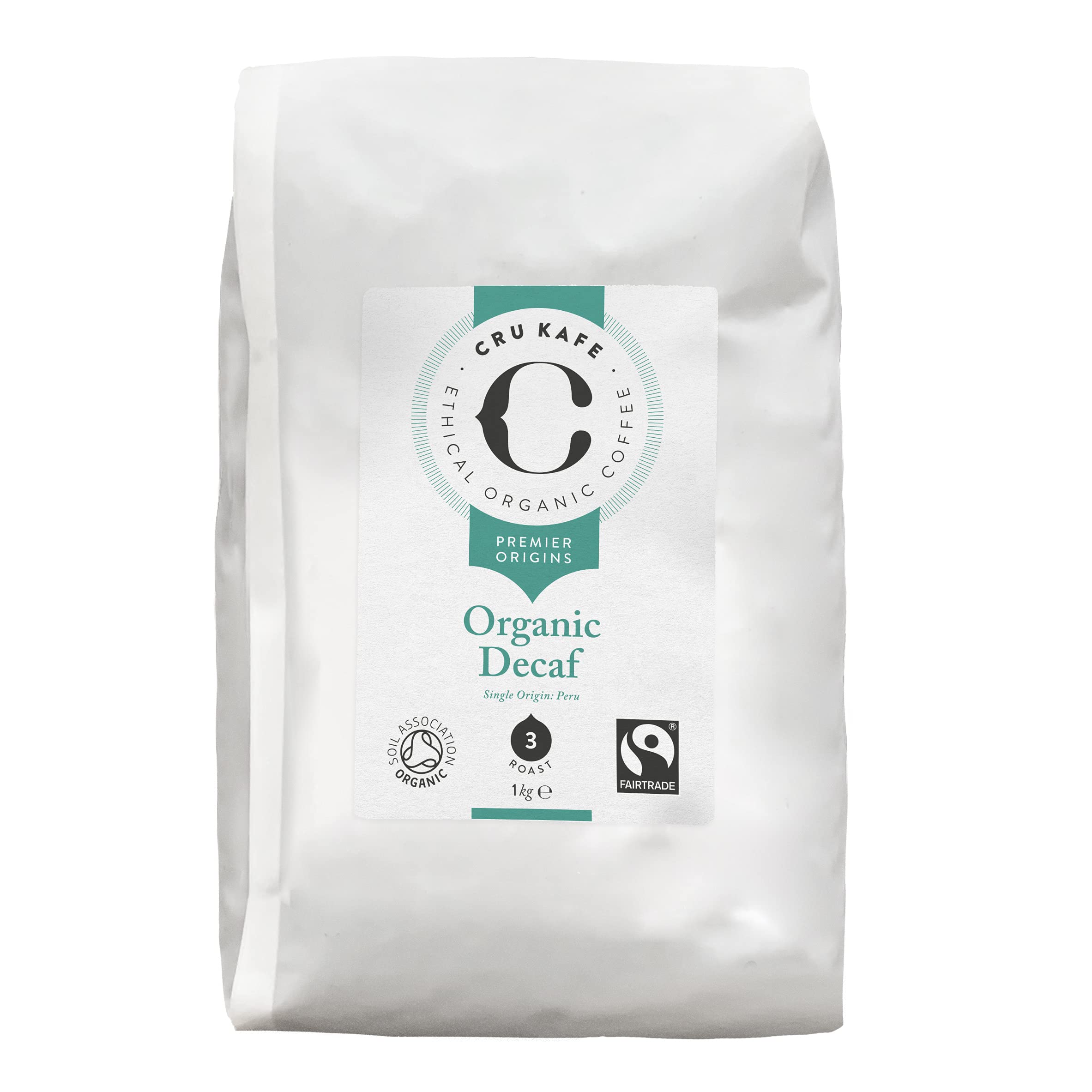 CRU KafePeruvian Single Origin Decaf Medium Roast Decaffinated Coffee Beans 1kgFairtrade InternationalFairtrade InternationalFairtrade InternationalFairtrade International