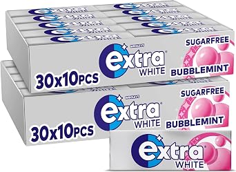 Wrigley's Extra Chewing Gum Bubblemint Flavour Sugar Free, 60 Packs of 10 Pieces