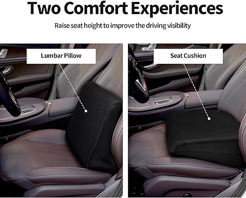 Miniatura 5 de HOMBYS Cojines de asiento de automóvil de espuma viscoelástica para personas bajas, asiento elevador de automóvil para conductores cortos, asiento