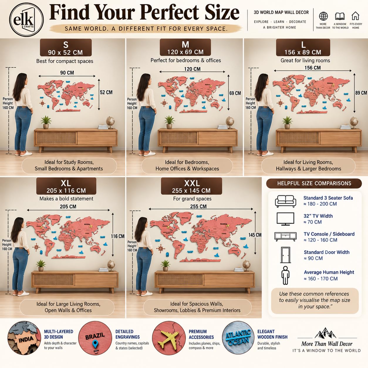 3D Wooden World Map Wall Decor - Travel Gift -2 3D Wooden World Map Wall Decor - Travel Gift -2