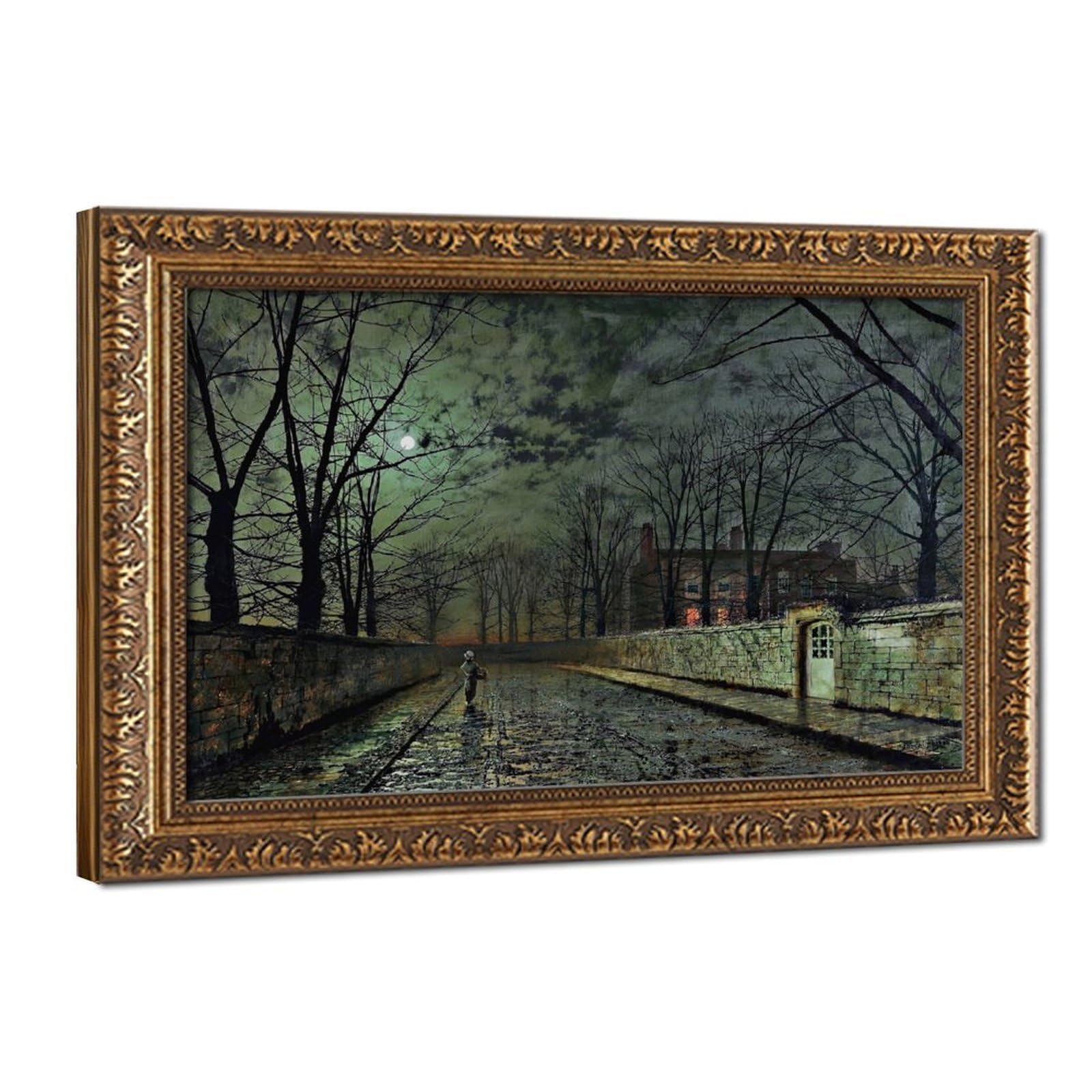 WCYB Stretched Canvas Silver Moonlight by John Atkinson Grimshaw Street Scenes Prints Posters Canvas Deco Paintings Wall Art For Office Living Room Hangabl