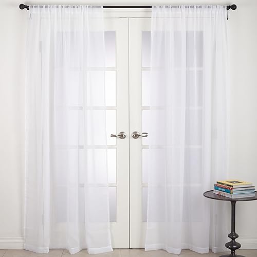 Miniatura 3 de SARO LIFESTYLE Zephyr Collection - Cortina transparente con bolsillo para barra, 54 x 108 pulgadas, color chocolate