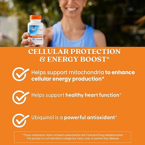 Miniatura 5 de Doctor's Best Ubiquinol con Kaneka QH, mejora la energía celular, antioxidante, sin OMG, sin gluten y soja, 200 mg, 120 unidades