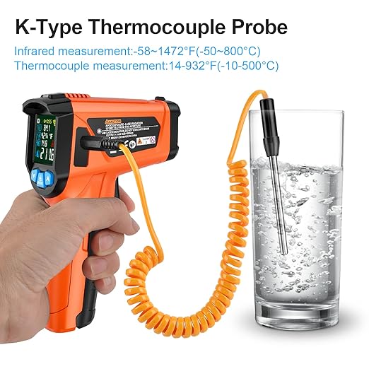 MESTEK Infrared Thermometer Gun, Non Contact Digital Laser Thermometer with Color LCD
