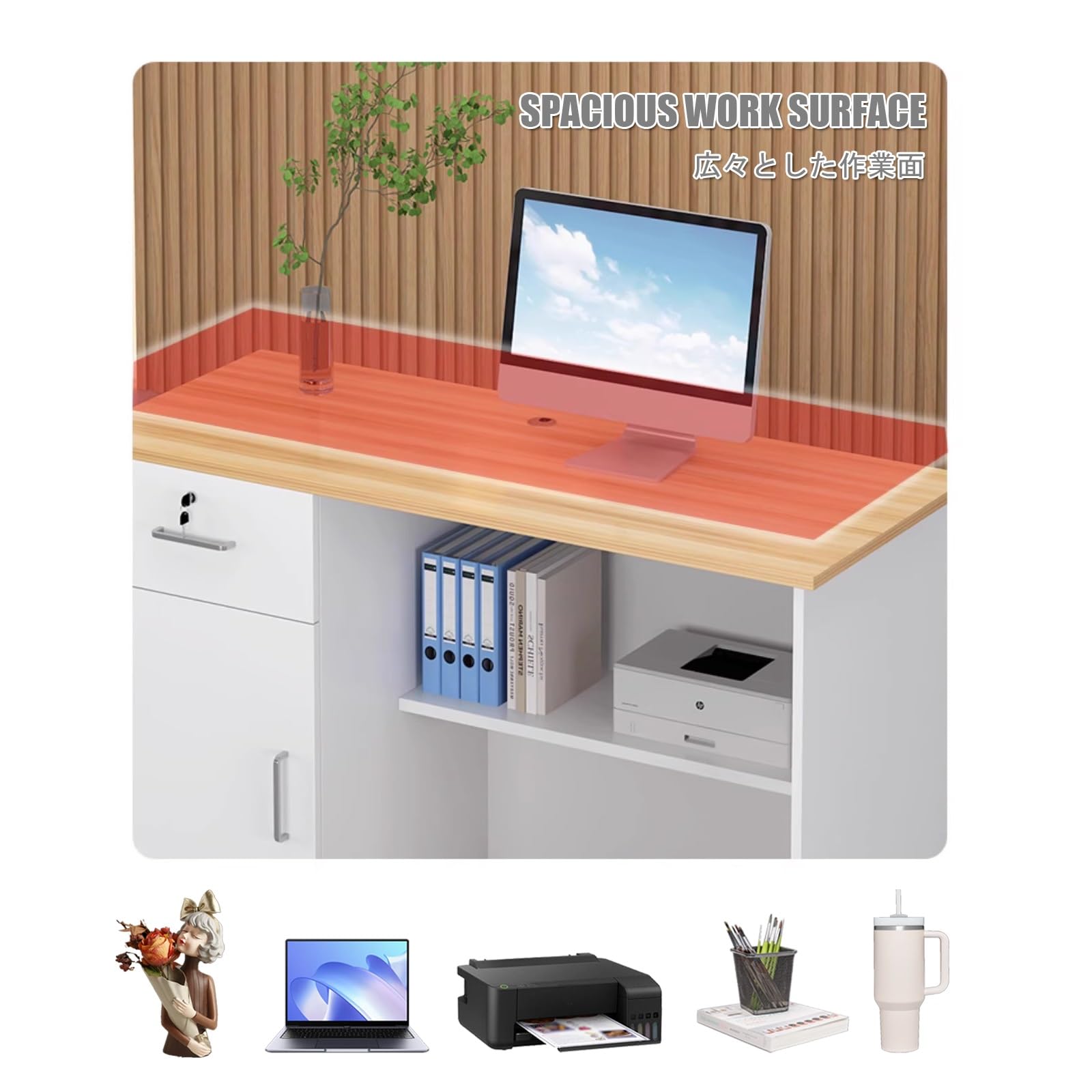 Moderne Verkaufstheke, Rezeptionstresen mit abschließbarer Schublade und Schrank, Einzelhandelskasse, Bürotheke for Firmenhallen, Hotelrezeptionen(F,L120cm/47.2in)