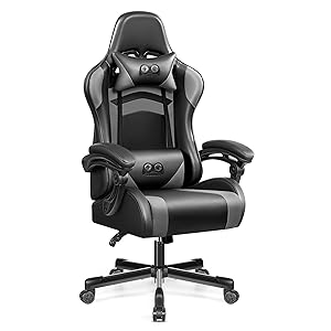 OneGame Silla Gaming, Silla ergonómica Gaming con Respaldo Ajustable Respaldo Alto Silla Gaming rotación 360º para Trabajar y Jugar, Negro Gris