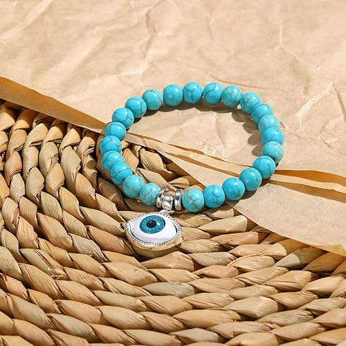 Miniatura 7 de LETAJOY Turquoise Bracelet for Women,Healing Crystal Stone Stretch Round Bead Bracelets for Women Men Jewelry