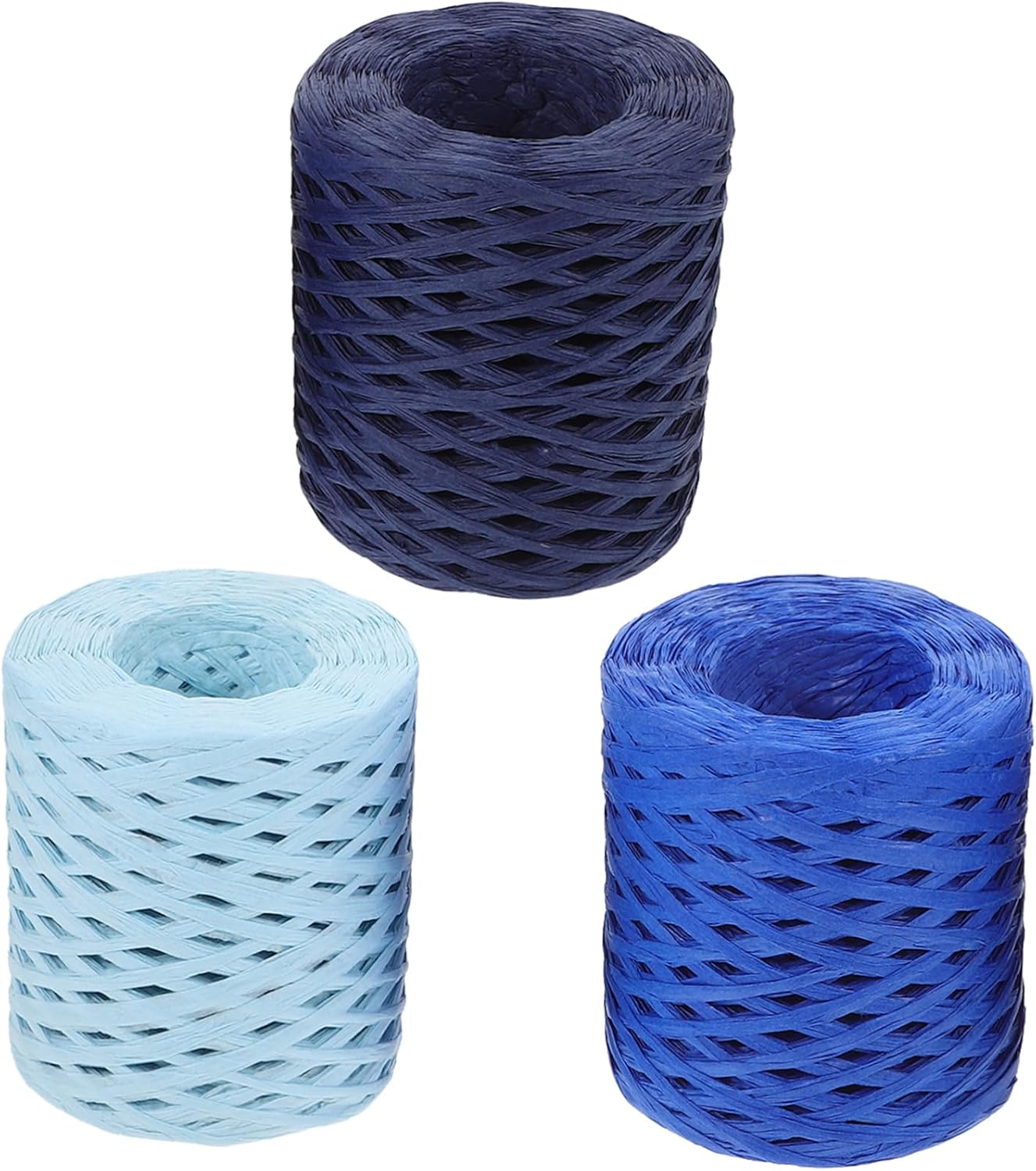 KALLORY 3Rolls Raffia Ribbon Decorative Twine for Present Wrapping and DIY Crafts Durable Paper String and Versatile for Bouquets