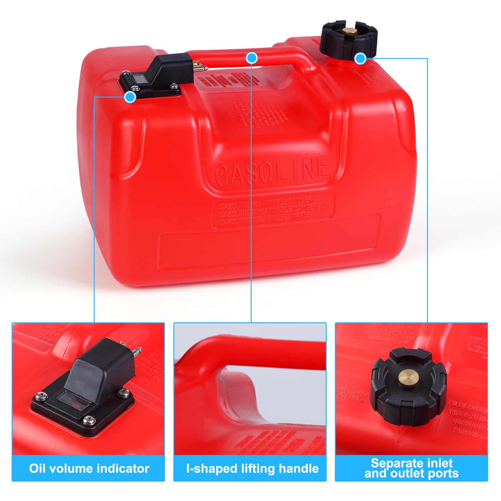 12L Marine-Kraftstofftank,Tragbarer Bootstank Mit 3m Und Kraftstoffanzeige, Langlebiges, Aauslaufsicheres Design Für Marine, Boots Und Outdoor-Motorgeräte, i-Förmigem Tragegriff