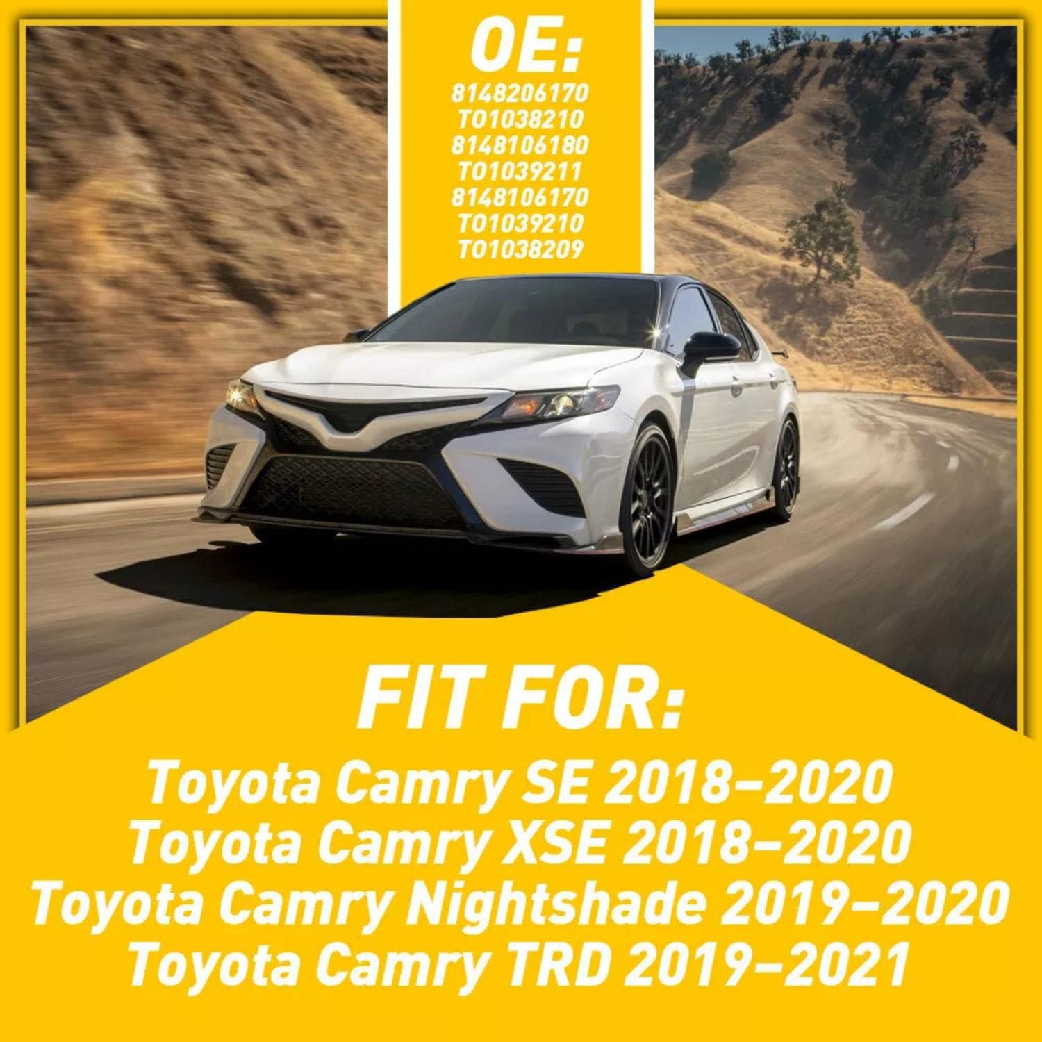 1 Pair Front Driving Fog Light Bezel Cover for Toyota Camry SE XSE 2018-2020 Replaces 81481-06170, 81481-06180