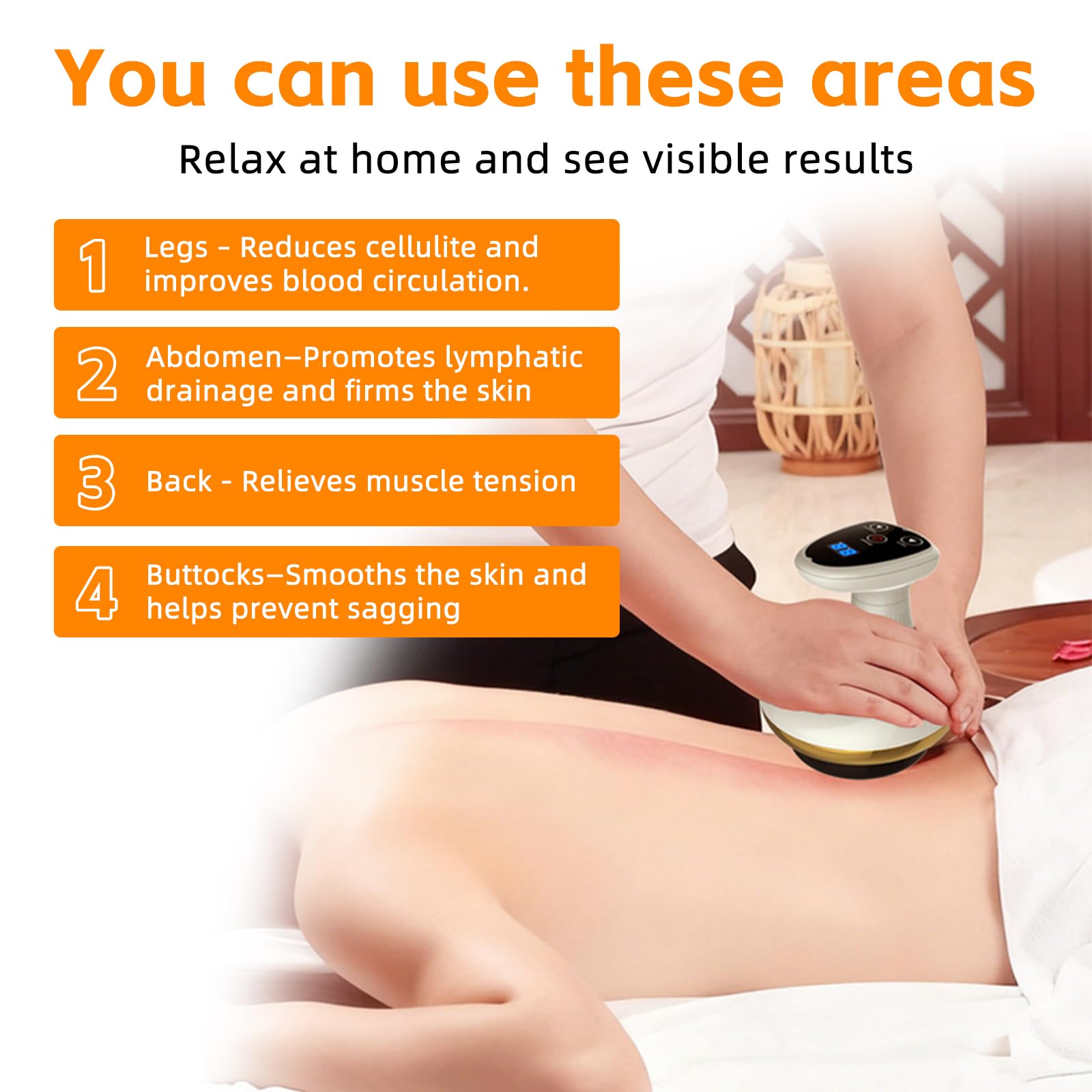 Masseur Anti Cellulite Electrique, Appareil de Massage 4-en-1 Contre la Cellulite avec 9 niveaux et 9 niveaux de chauffage, Appareil de Massage Gua Sha Électrique pour Détendre Muscles