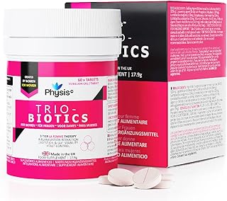 PHYSIS Oral Probiotics for Women | 60 Tablets | Thrush, Cystitis, UTI & Bacterial Vaginosis Treatment | Probiotics for Women Gut Health | 3in1 Healthy Gut Flora, Reduces Bloating & Yeast Control