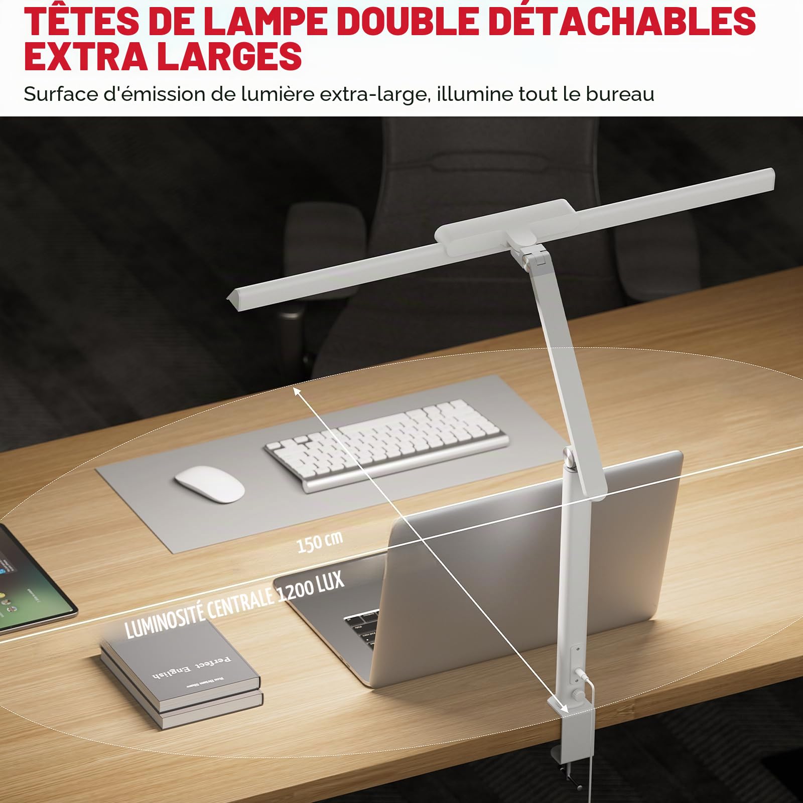 Honeywell Lampe à pince LED HJ1 Sunturalux 1200LM pour ordinateur