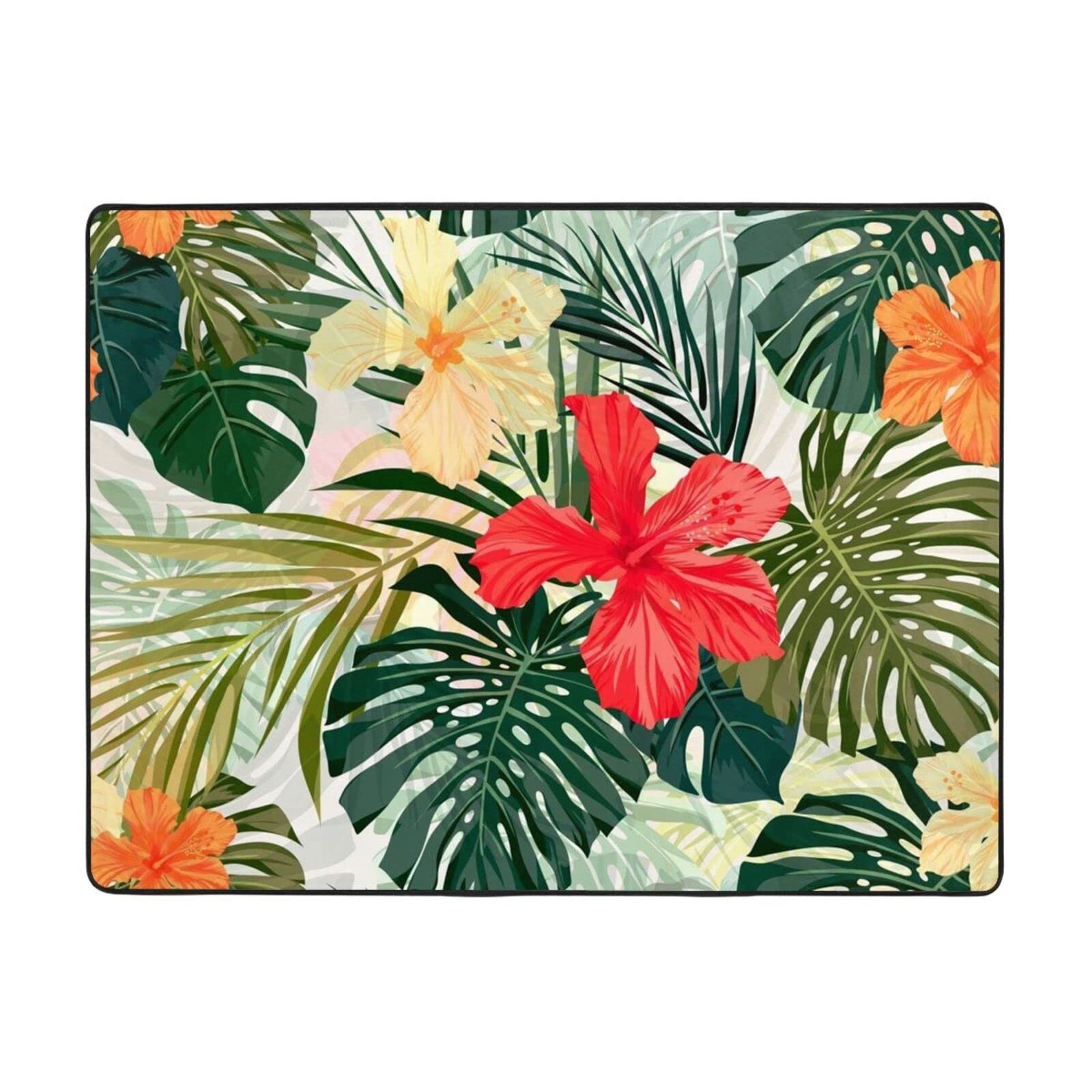 Tapis lavable hawaïen haut de gamme 160 x 120 cm doux pour chambre