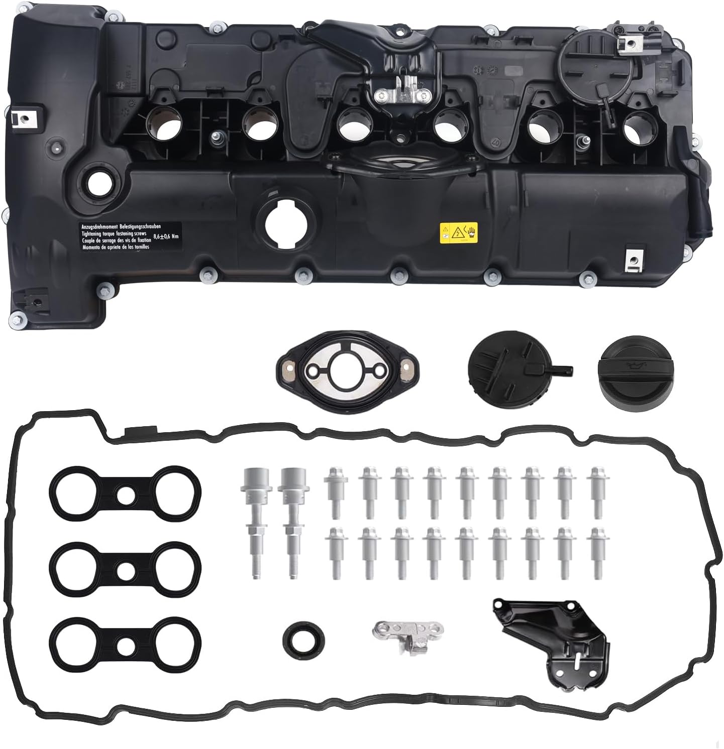 KUSATEC Engine Valve Cover Kit with Gasket Fit for 2007-2013 BMW 128i 130i 323i 328i xDrive 328xi 525i 528i xDrive 528xi 530i X3 X5 Z4; L6 2.5L 3.0L; Replace 11127552281 264-935