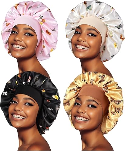 Miniatura 1 de 4 gorros grandes de satén para dormir, gorro de pelo sedoso para cabello rizado, trenzas de mujeres negras