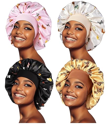 Miniatura 1 de 4 gorros grandes de satén para dormir, gorro de pelo sedoso para cabello rizado, trenzas de mujeres negras