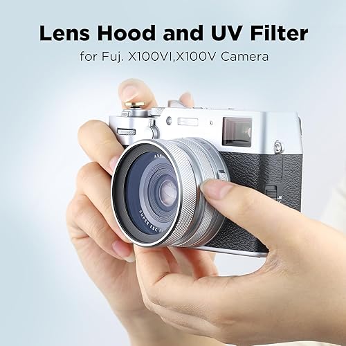 Miniatura 2 de Haoge LUV-X54W - Parasol de lente de metal con protección UV MC, filtro de lente ultravioleta multicapa para cámara Fujifilm X100VI Fuji X100V,