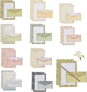 Lindo papel carta e envelopes, papel para escrita cartas A5 | papel carta e envelopes, 60 folhas papel carta fofo e 30 envelopes adoráveis Fengr-