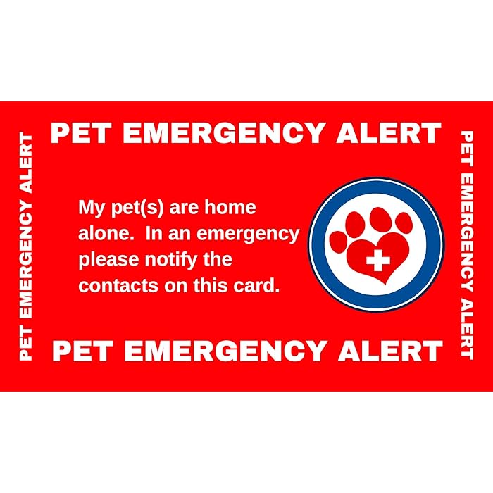 Buy Pet Home Alone Emergency Walled Contact ID Card (Red 1 Card