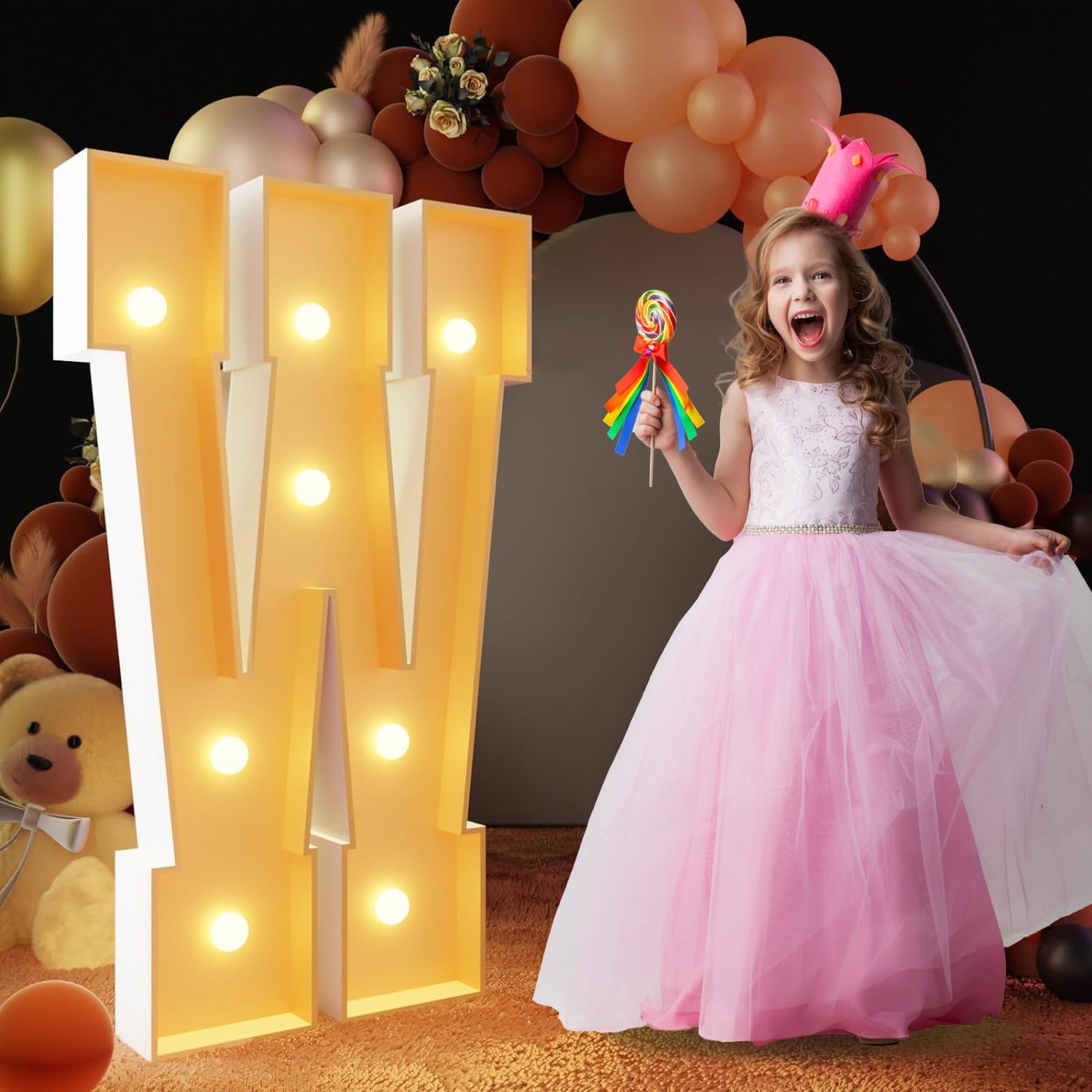 Marquee Light Up Letters LED Warm Light Birthday Party(Letter W,2.3FT/70CM)