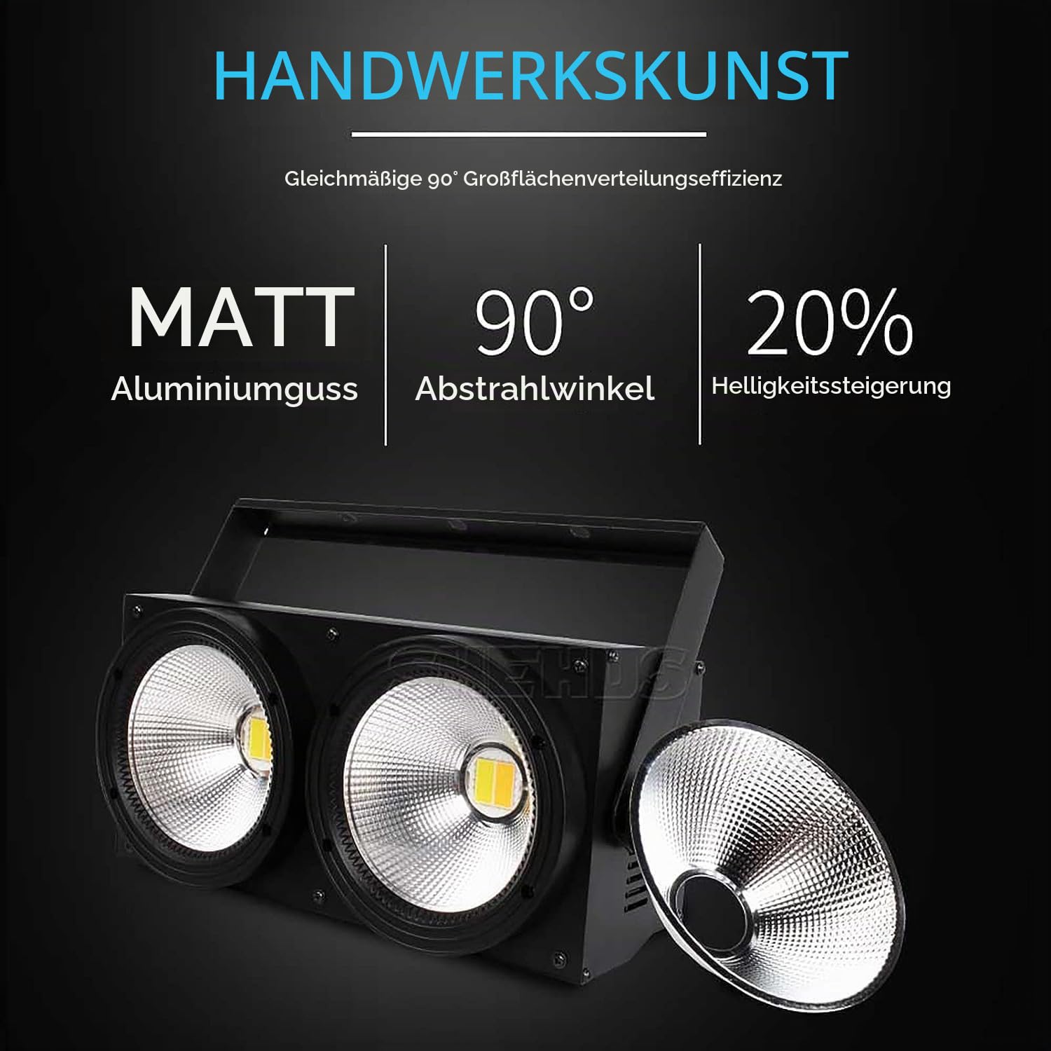 SHEHDS LED COB 2eyes 2x100W Warm Weiß Blinder Beleuchtung DMX Bühne Beleuchtung Effekt DMX Controller Club Show Nacht DJ Disco (Black)