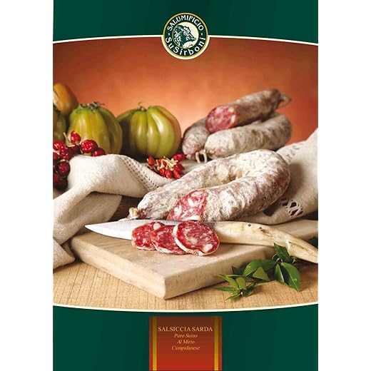 400 g - Sardinian sausage processed and dried by the artisans of the Su Sirboni salami factory, Settimo San Pietro, Sardinia