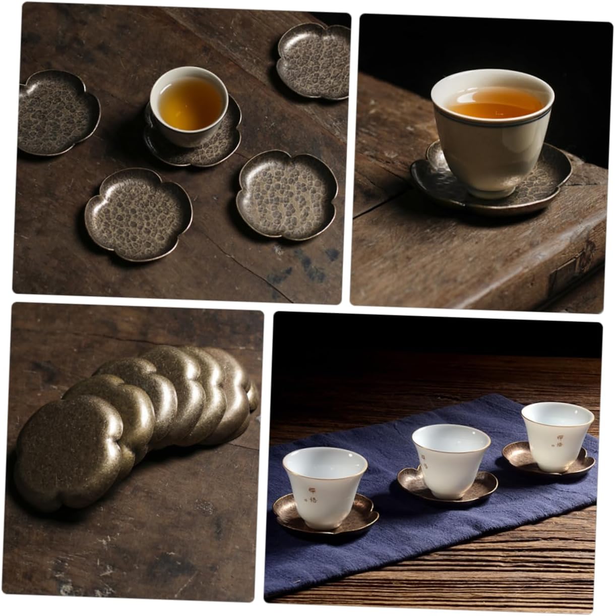 Retro Copper Tea Cup Tray Heat Resistant Mat for Teaware