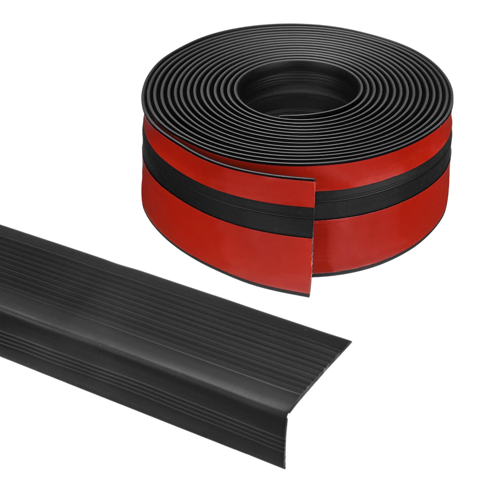 M METERXITY Bordo Per Gradini 20FT Nastro Autoadesivo Antiscivolo In Vinile Gomma Protezione Bordo Gradini Per Scale Interno/Esterno [Nero,0.98 Pollici]