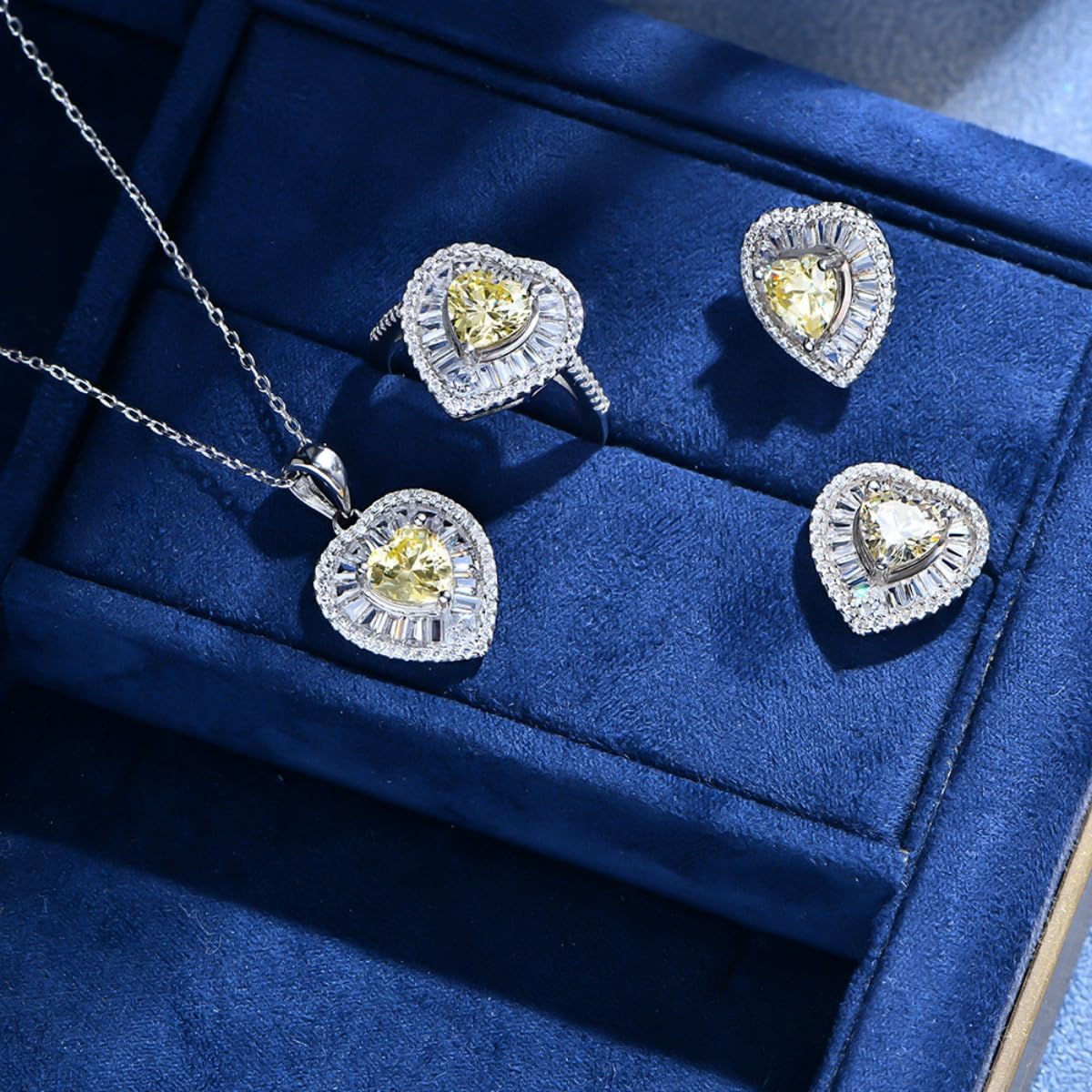 14k Gold Heart-Shaped Moissanite Stud Earrings for Women, 7mm Pale Yellow Gemstone, Thoughtful Birthday Gift for Wife