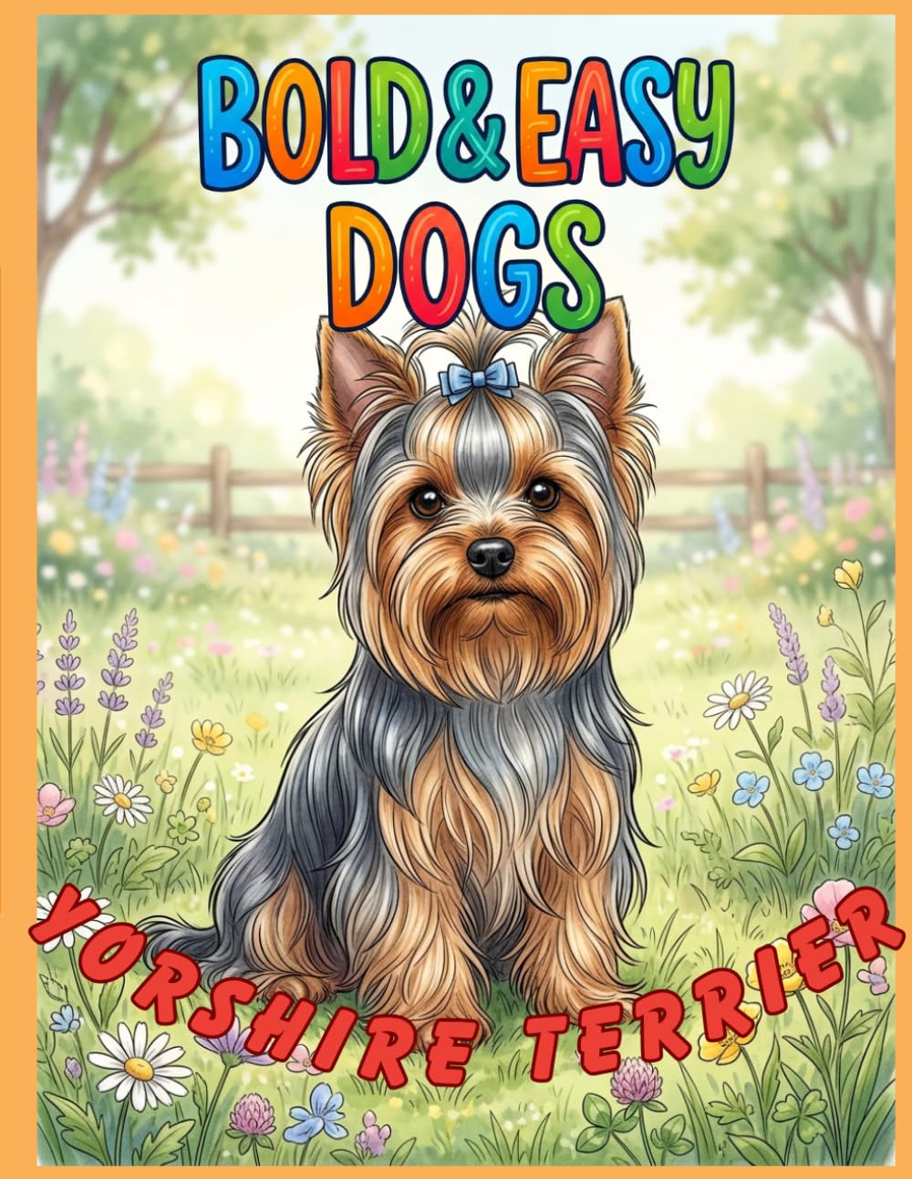 Bold & Easy Dog Breeds Yorkie, Yorkshire Terrier: A Coloring Book for Seniors and Dog Lovers with Thick Lines and Simple, Large-Print Artwork