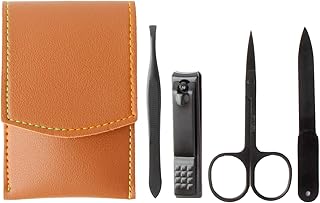 CosySun Set Tagliaunghie per Uomini Donne Tagliaunghie in Acciaio Inossidabile Da Viaggio Kit Pedicure Tagliaunghie Unghie Lima Affilata Pinzette Forbici Manicure con Portatile in Pelle set di 4