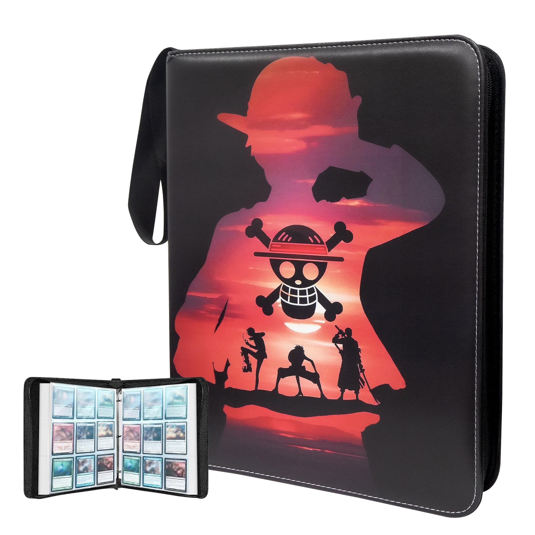 Sammelkarten Album for One Piece, 1080 Taschen, 60 Seiten, 9-Taschen-Design, Wasserdichtes PU-Material, Tragbar