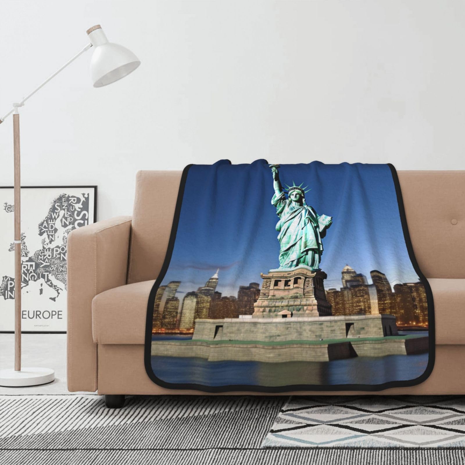 Couverture polaire Statue de la Liberté flanelle 102x127 cm pour jeté de canapé