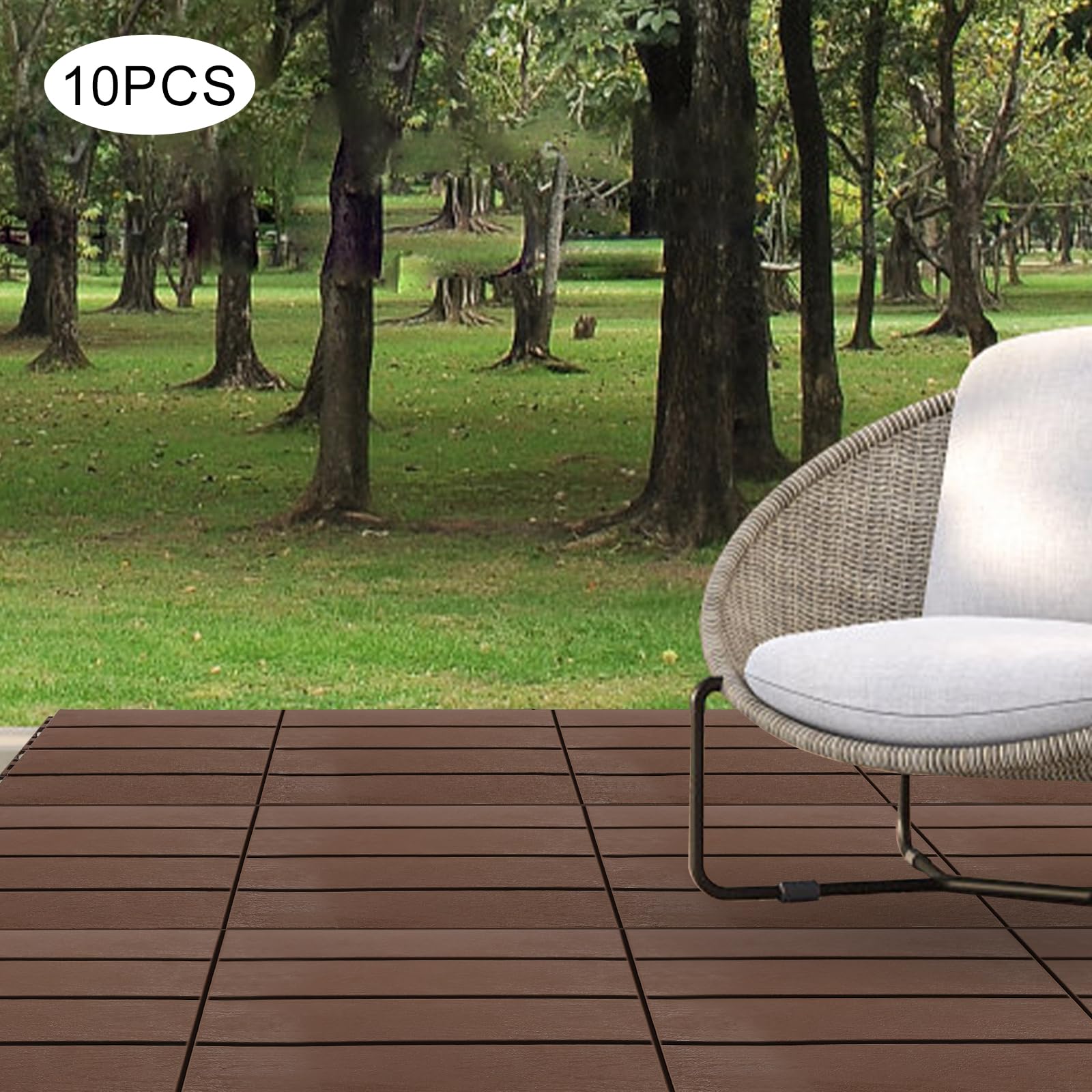 12 Lattes Dalles en Bois d’Acacia Carrelage de Balcon, Dalles de Terrasse Emboîtables, Carrelage Sol Bois Dalle Clipsable Revêtement, Épaisseur 20 MM pour Jardin Piscine Balcon (10, 30 * 30 cm)