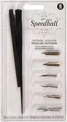 Speedball Kit para Caligrafia Speedball Sketching 2964, Preto Marrom e Metálico