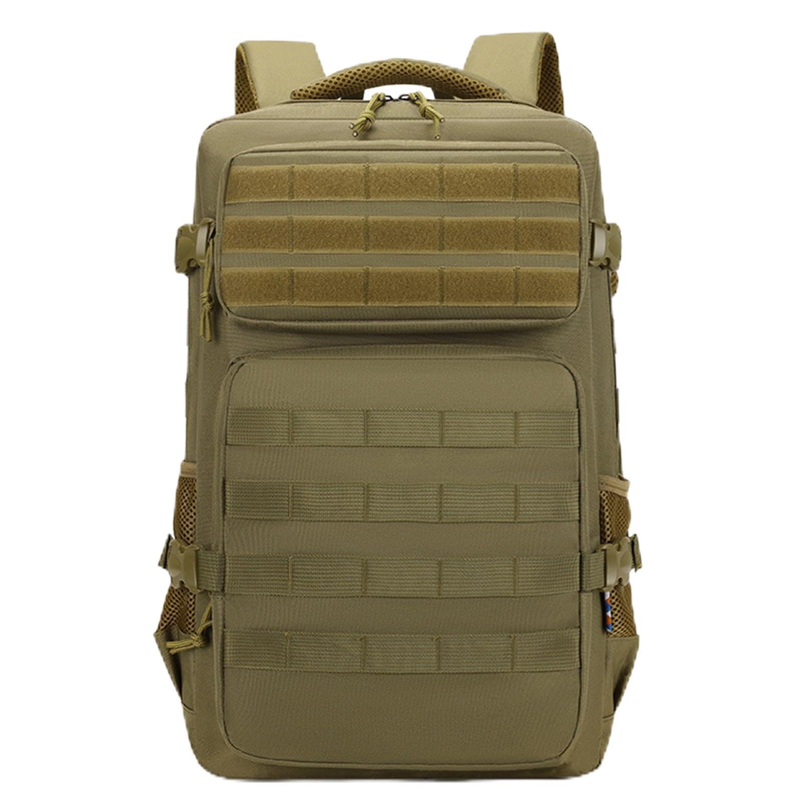 Anynoch 35L Tactical Backpacks Molle Black Backpack Motorcycle Bag Hiking Rucksack (khaki)