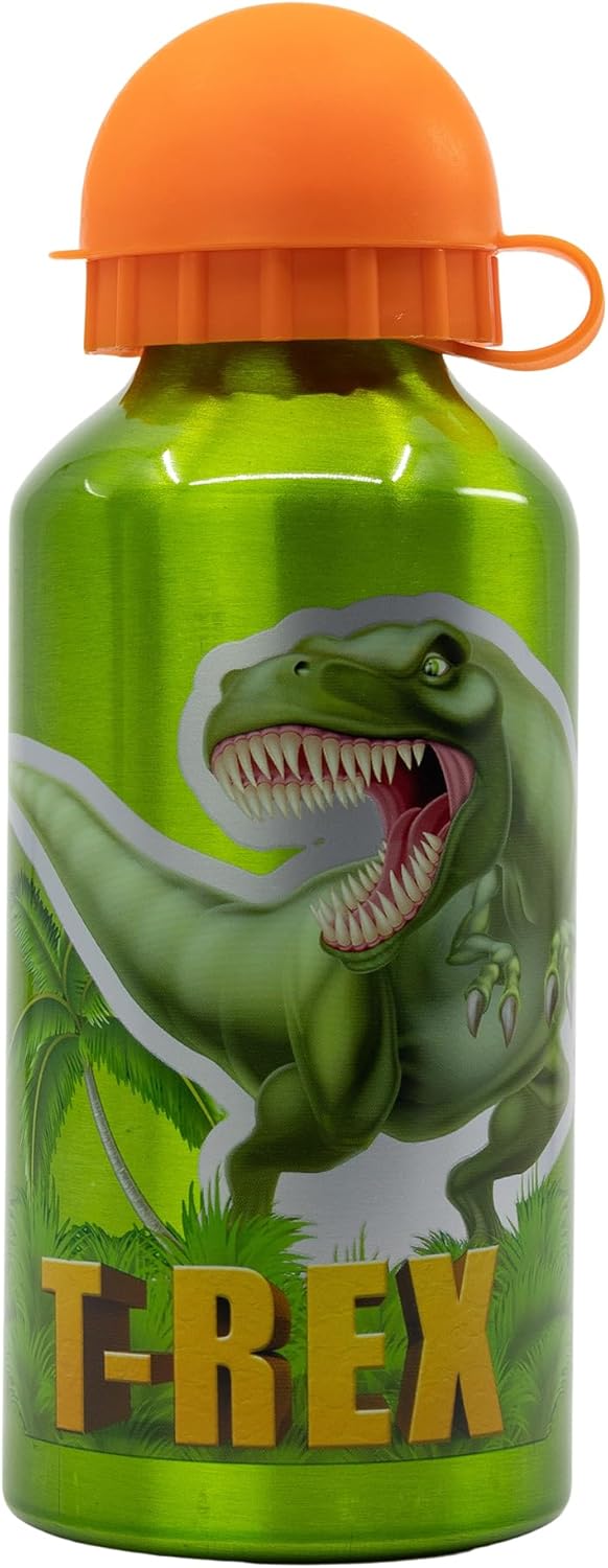 Stor Kids Aluminium Water Bottle - Reusable Water Bottle for Kids 400ml Dinosaur Colorful