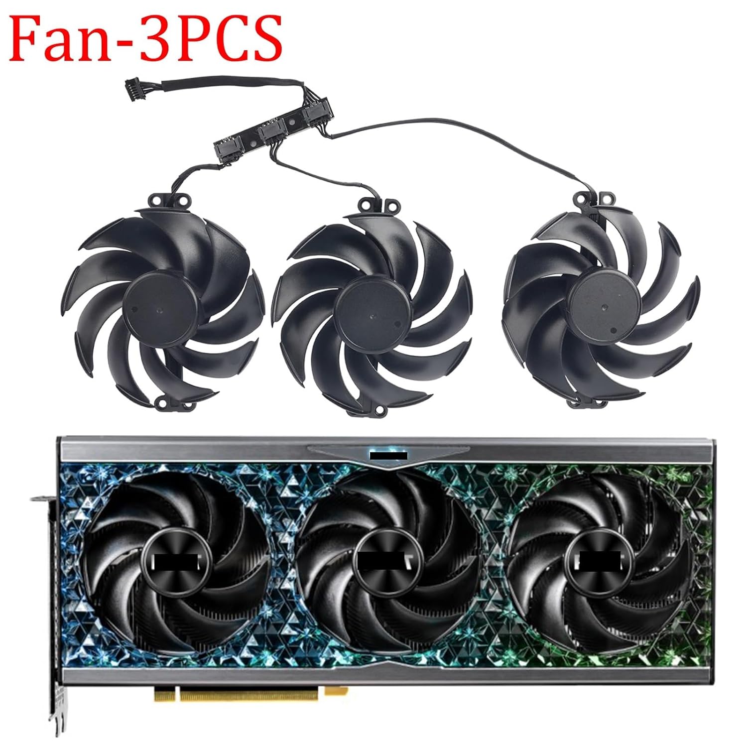 Graphics Card for RTX 4080 4090 GameRock OmniBlack Graphics Card Replacement Fan RTX4080 RTX4090 Graphics Card Cooling Fan(Fan - 3PCS)