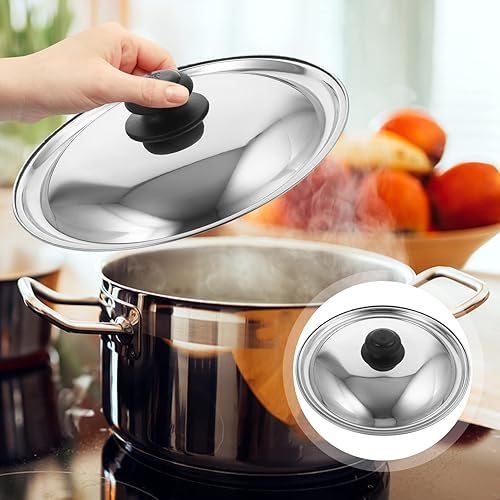 Miniatura 5 de Hemoton Tapa universal de 102 pulgadas para olla tapa de sartén de acero inoxidable tapa de sartén y tapa de sartén para cocina