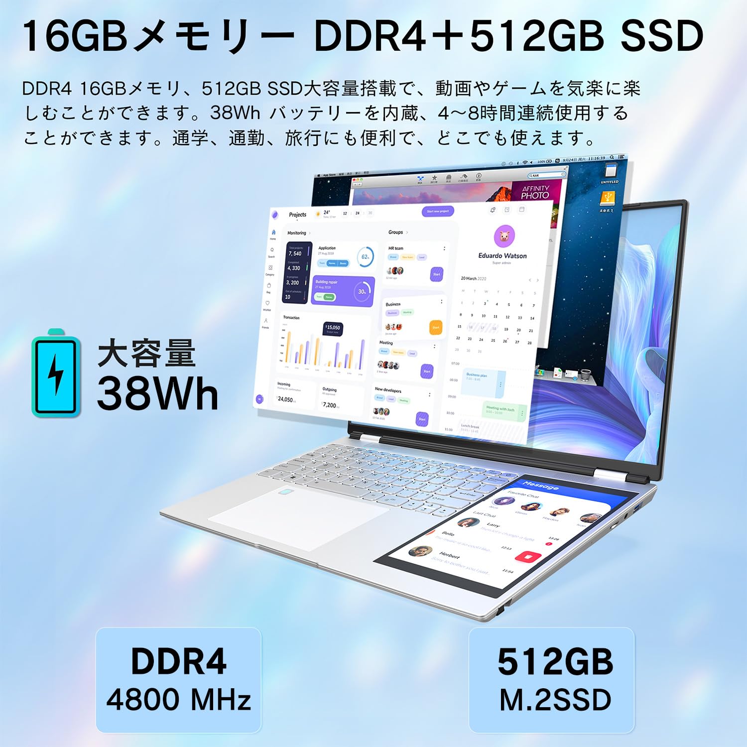 Amazon.co.jp: 2025 Dobios 15.6インチ1920*1080 IPS&+7インチタッチ