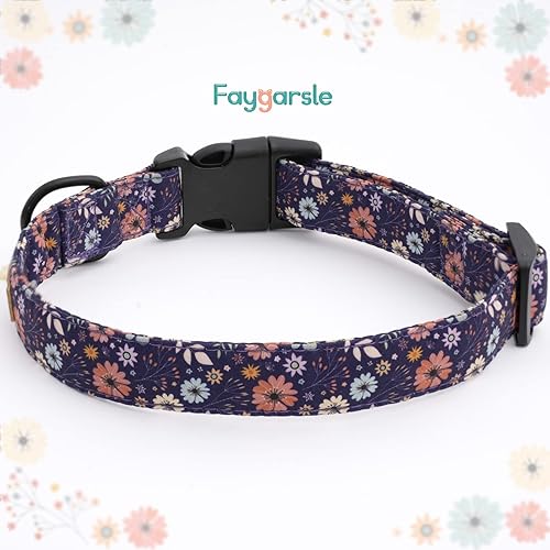 Miniatura 2 de Faygarsle Collar de perro floral para niñas y perras, collar suave y elegante para mascotas con diseño de flores, collar de perro morado ideal para