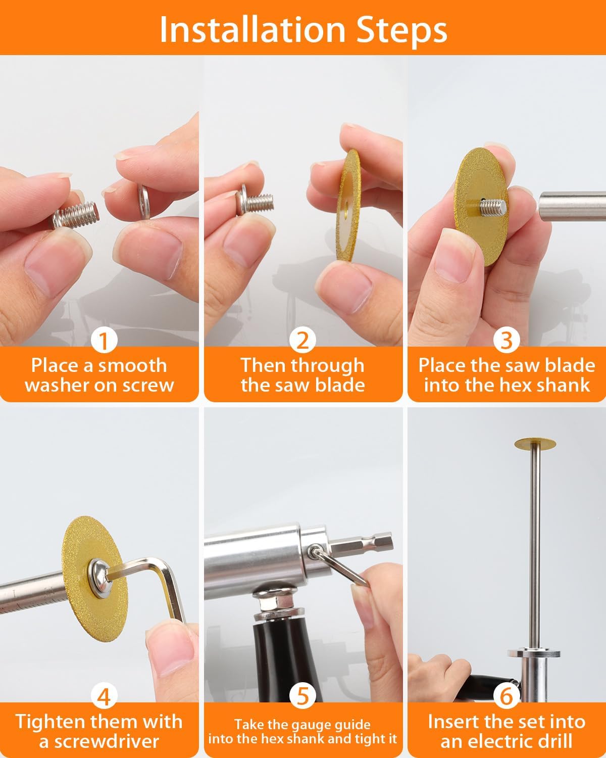 Inside Pipe Cutter for PVC Pipe, 2Pcs Pipe Cutter Tool Set with Diamond Grit Cutting Wheel and Handle, 7in Adjustable Cutting Depth, 1/4in Hex Shank Fit for Impact Drivers and Drills