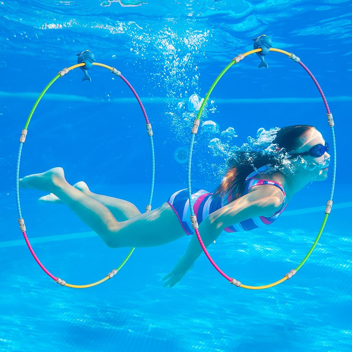 Divertidos juguetes de piscina para niños: práctica de buceo, anillos de natación para niños y niñas de 4 a 12 años