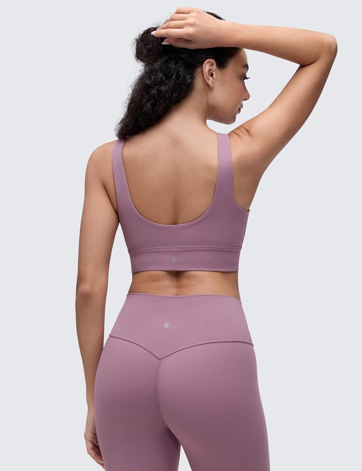 CRZ YOGA Butterluxe U Back Longline Sports Bras for Women - Scoop Neck Padded Yoga Workout Crop Top with Built in Pads