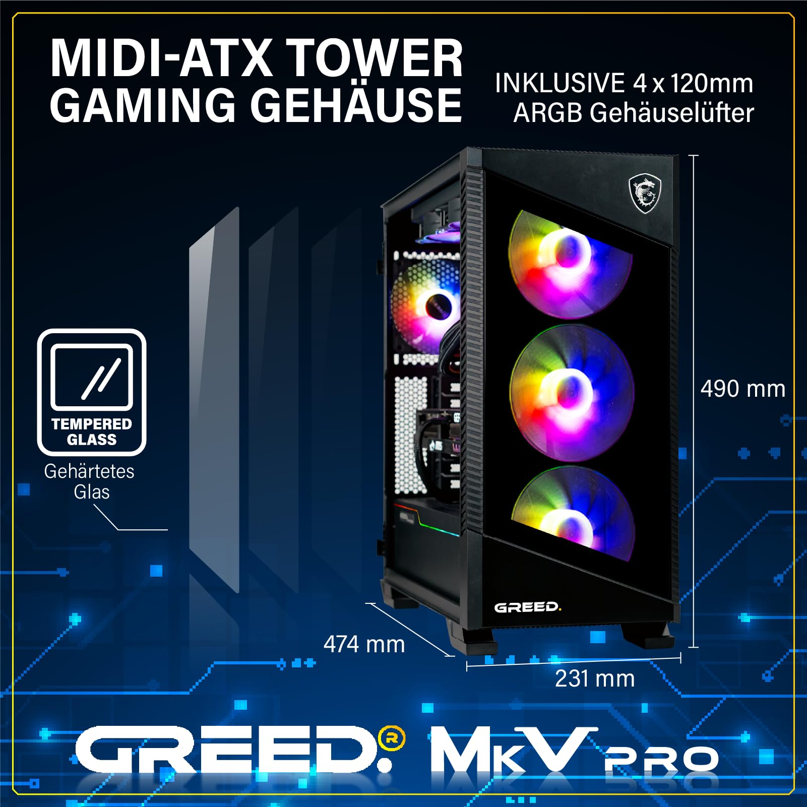 Greed® MK5 Pro - High End Gaming PC - Intel Core i9 12900KF + Nvidia Geforce RTX 5080 16GB - Schneller RGB Computer + 4K Raytracing Rechner - 5,2 GHZ - 32 GB DDR5 RAM - 2TB SSD - WLAN + W11 Pro