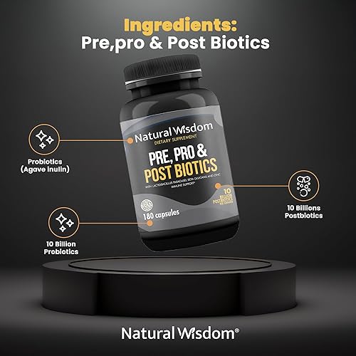Miniatura 2 de Natural Wisdom  Pre Post y probióticos para mujeres y hombres  con 10 mil millones de probióticos  Buena salud digestiva  Sin gluten  100% natural