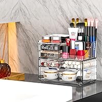 Vista 6 de SUOXING Clear Acrylic Makeup Organizer for Vanity,Bathroom,Dresser,5 Drawer Make up Organizers for Counter,Plastic Countertop Makeup Storage for
