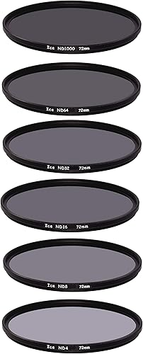 ICE 2.835 in 6 ND Juego de filtros Slim ND1000 ND64 ND32 ND16 ND8 ND4 Densidad neutra 10, 6, 5, 4, 3, 2 Stop Optical Glass 72