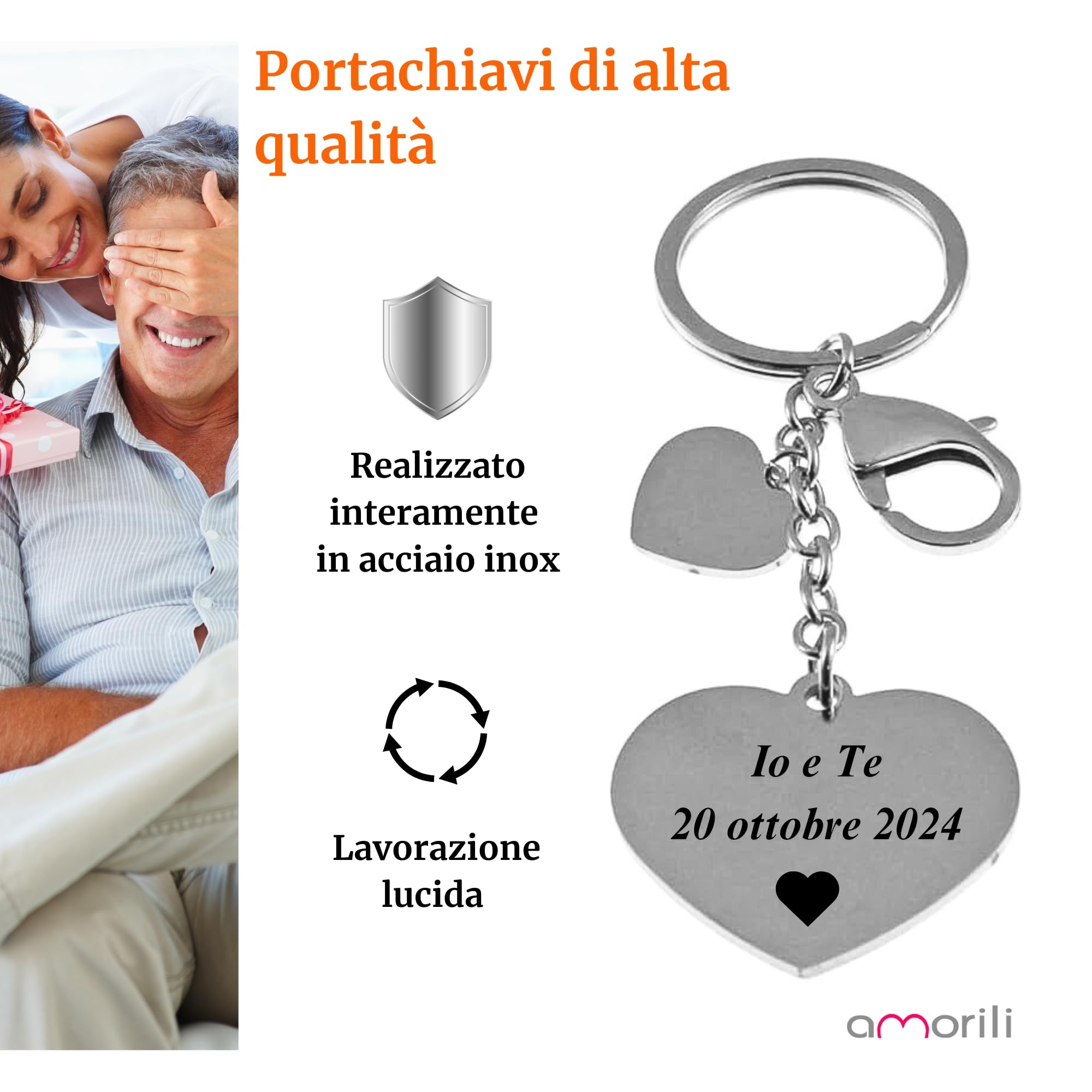 Portachiavi donna cuore personalizzabile con incisione prt0042